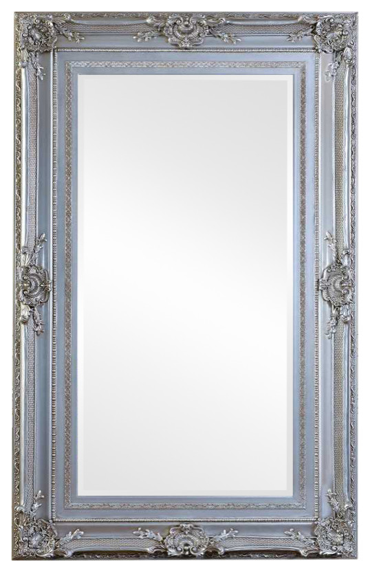 Rococo 58"x94" Silver Leaf Floor Mirror Victorian Floor Mirrors