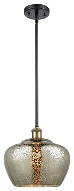 Large Fenton 1-Light Pendant, Black Antique Brass, Mercury