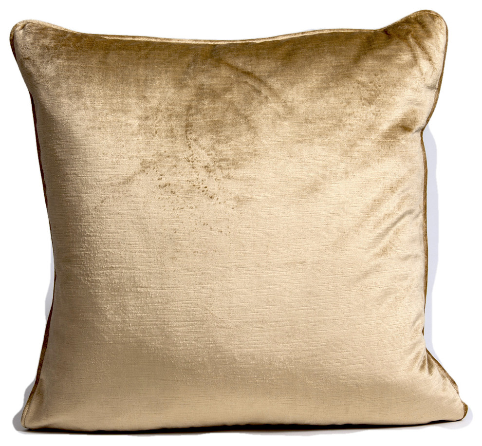 Silk and velvet pillow cover, gold silk cover,designer velvet throw pillow  - Contemporary - Decorative Pillows - by Gallerie Varda | Houzz