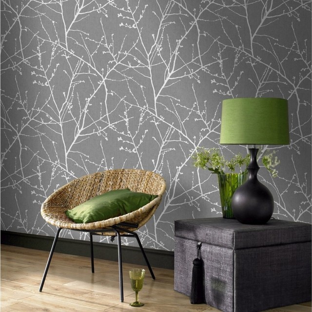 Innocence Charcoal/Silver Wallpaper - Transitional - Wallpaper - by