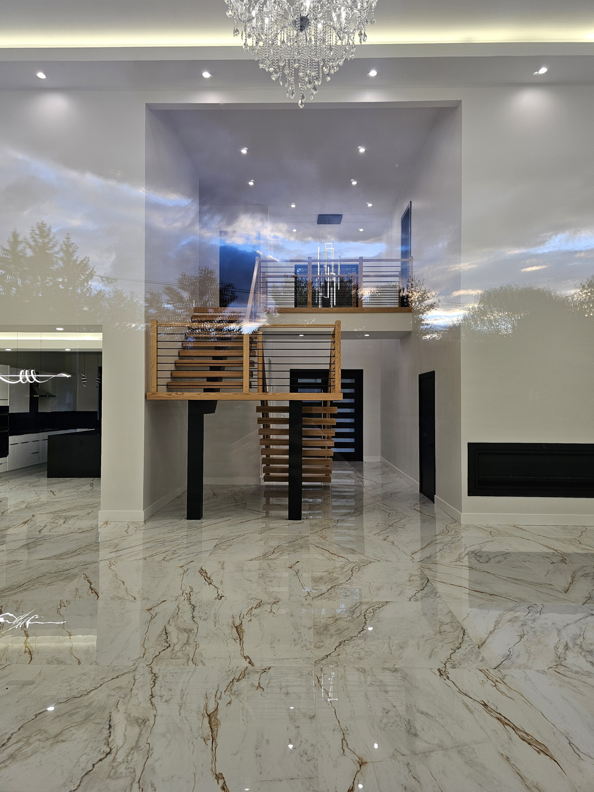 143_Modern Floating Red Oak and Metal Staircase, Sterling, VA