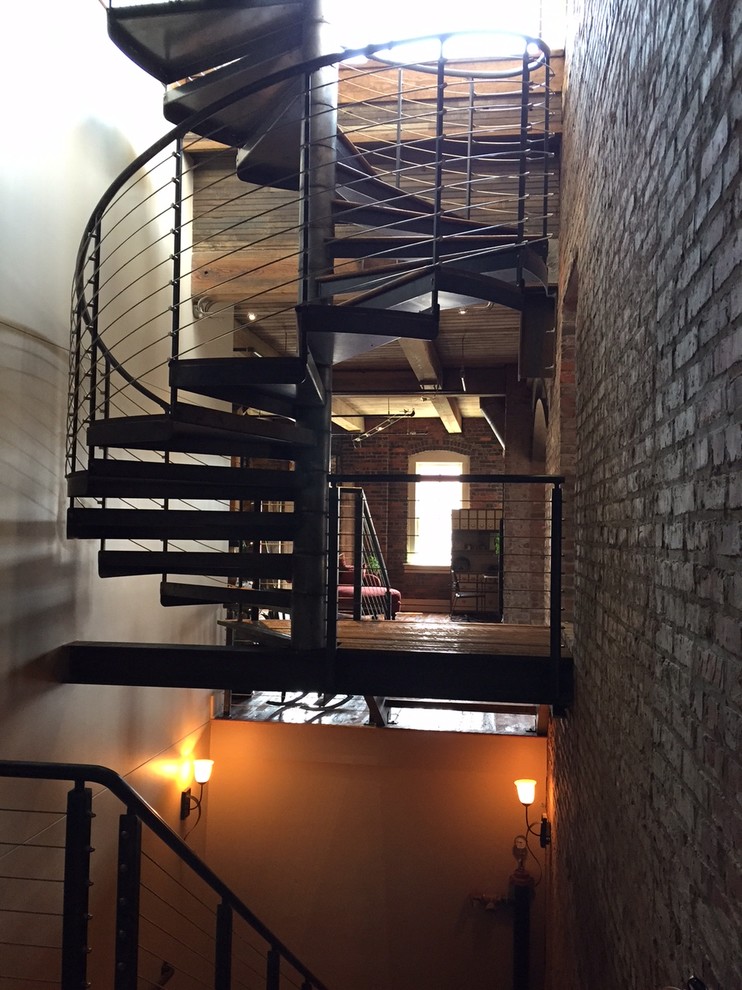 Design ideas for an industrial staircase in Raleigh.