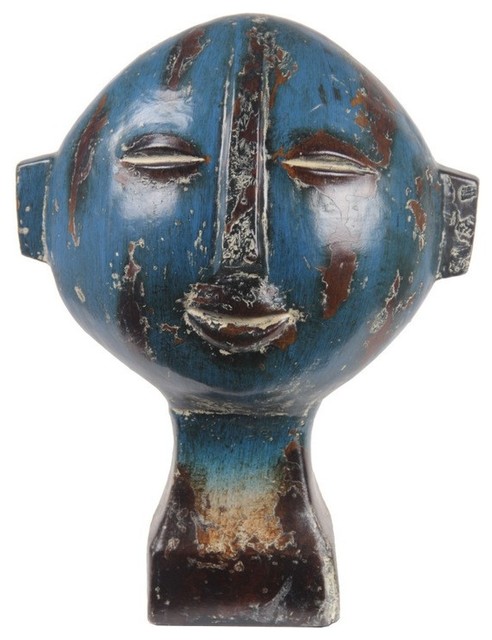 Blue Man's Head Sculpture