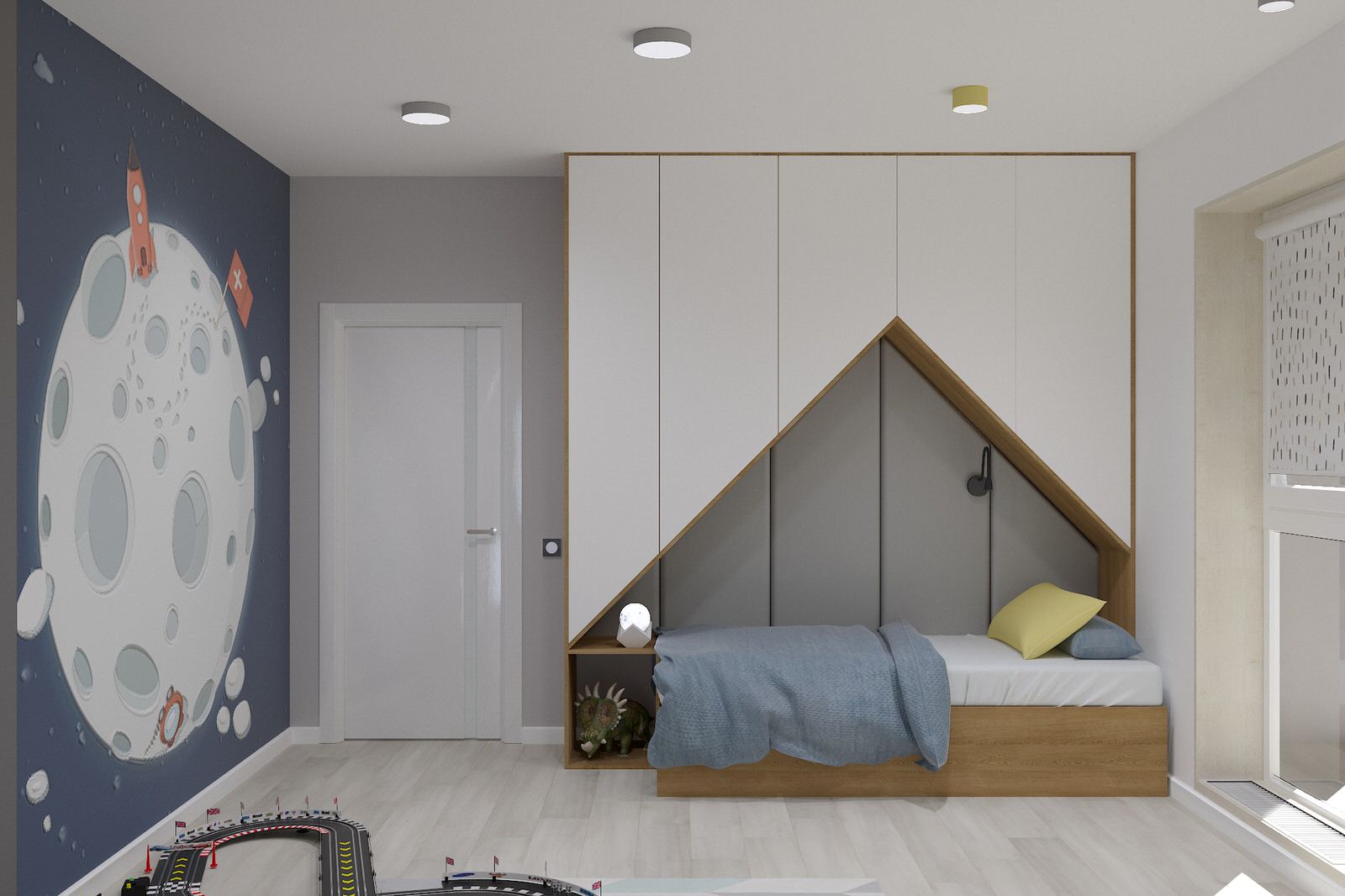 Светлый интерьер для семьи из 3-х человек