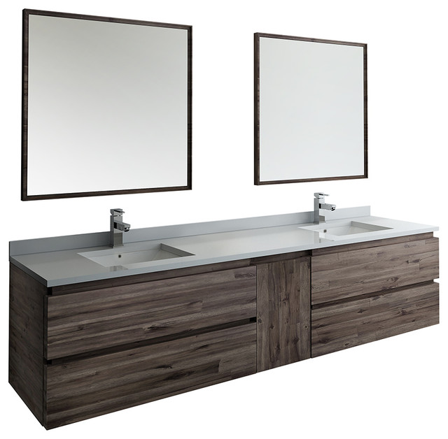 Fresca Formosa 84 Wall Hung Double, Wall Hung Double Vanity