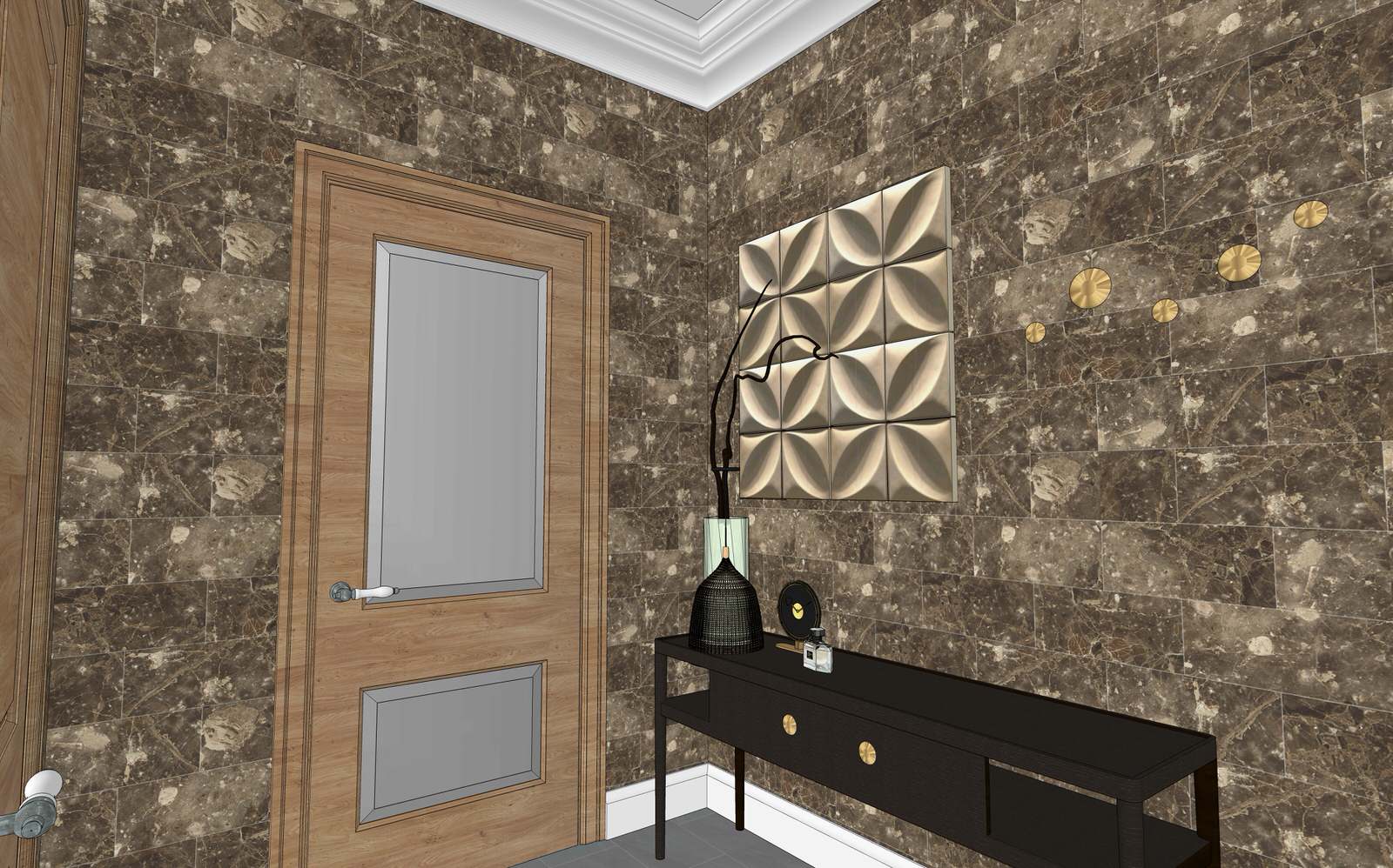 3D визуализация первого этажа дома