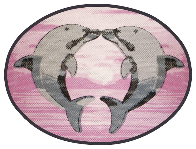 Dolphin PVC Bathroom Mat, Pink, 19" x 26", Covers 3.4 sq ft