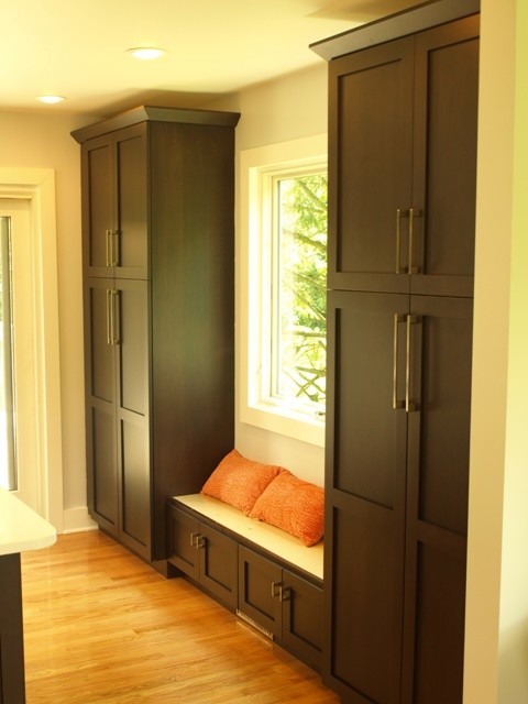 Window Seat With Cabinet Storage Transitional Kitchen