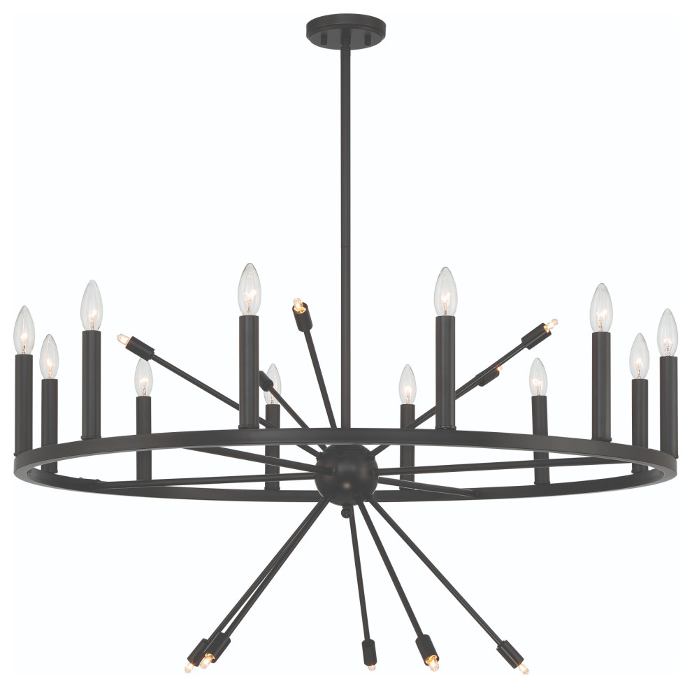 22Light Candle Style Wagon Wheel Chandelier Transitional