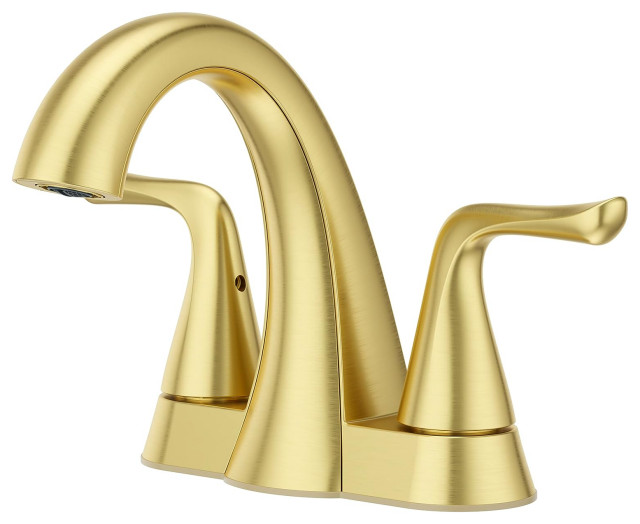 Elegant Bathroom Faucet, Centerset Design With 2 Lever Handles, Brushed