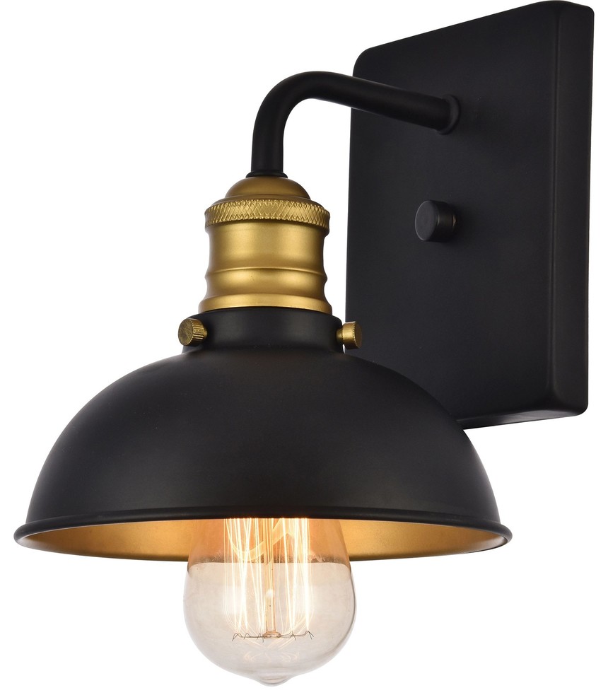 Anders Collection Wall Sconce, 7.1"x8.3", 1-Light, Black and Brass Finish