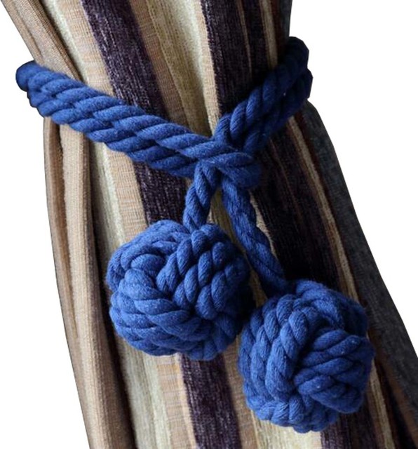 A Pair of Curtain Tiebacks Curtain Holdbacks, Dark Blue Modern