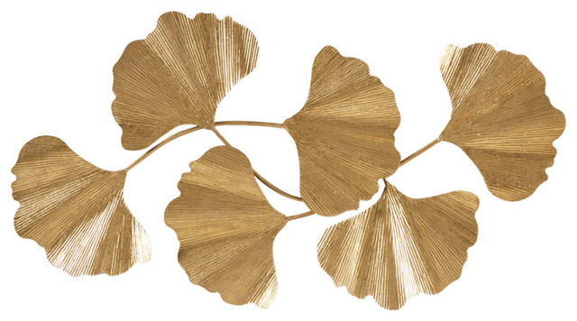 Martha Stewart Faye Gold Foil Metal Ginkgo Leaf Wall Decor