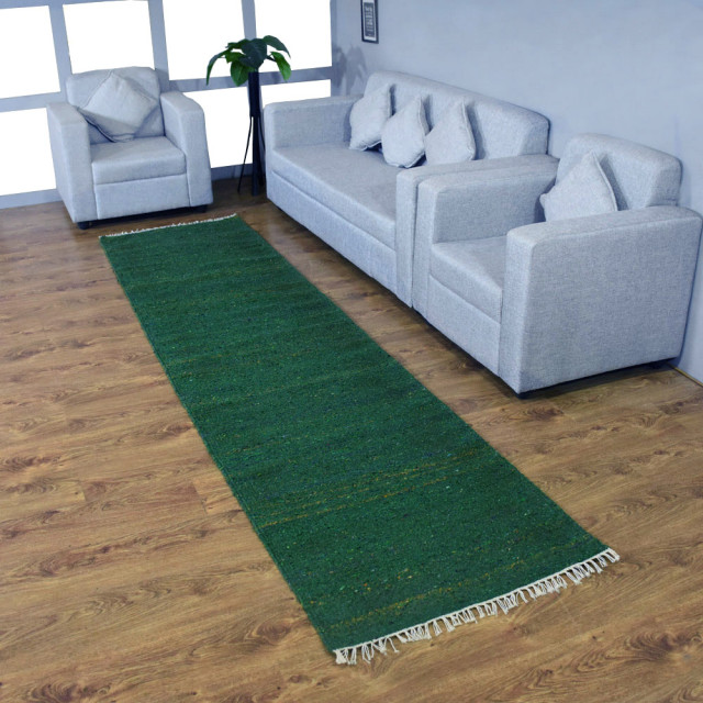 Hand Woven Flat Weave Skittles Kilim Cotton & Polyester Rug Solid Dark ...