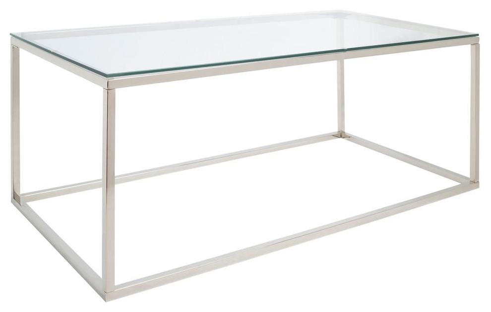 Ernest Glass Coffee Table With Metal Frame, Rectangular