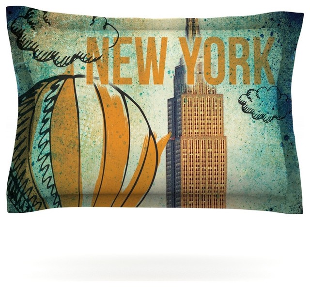 iRuz33 "New York" Pillow Sham, Cotton, 40"x20"