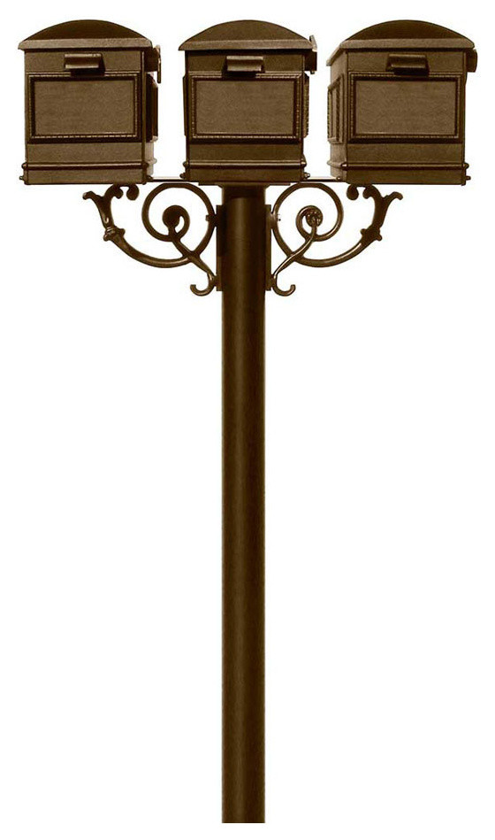 Hanford Triple Lewiston Mailbox Post System W/Scroll Support No Base