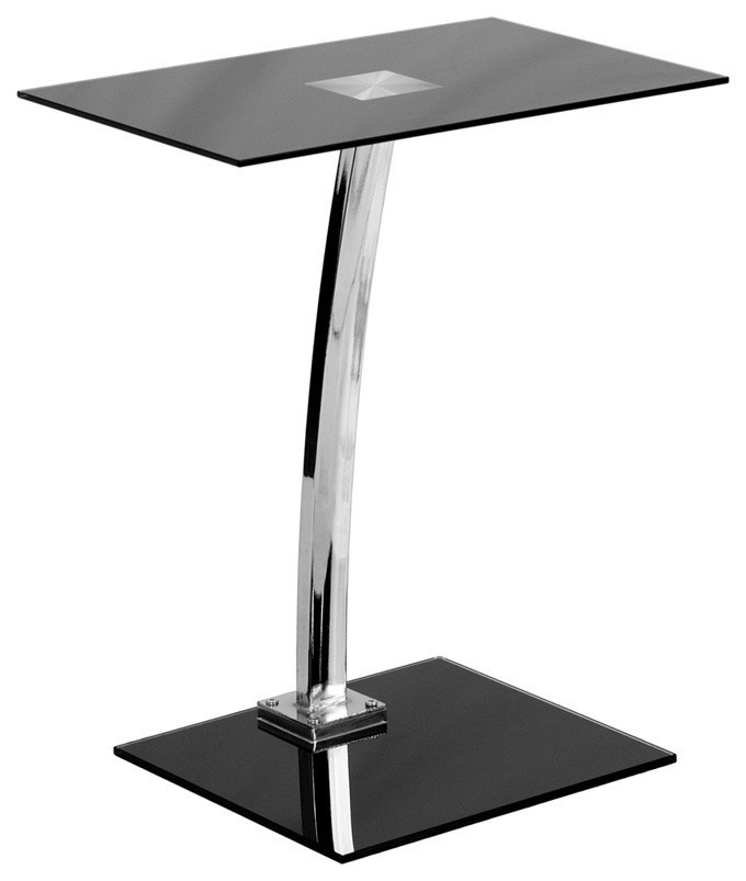 Laptop Computer Desk With Silk Black Tempered Glass Top