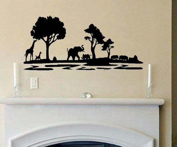 Vinyl Wall Decal, Africa Safari Scene by Wall Decals & Quotes