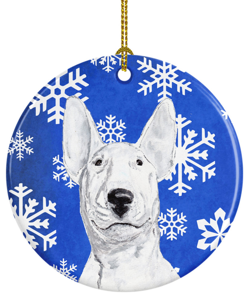 Bull Terrier Winter Snowflakes Ceramic Ornament Sc9604Co1