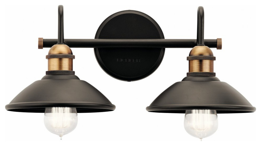 2 Light Vanity Light Damp Location Rated Vintage Industrial Style - 7.25 inches