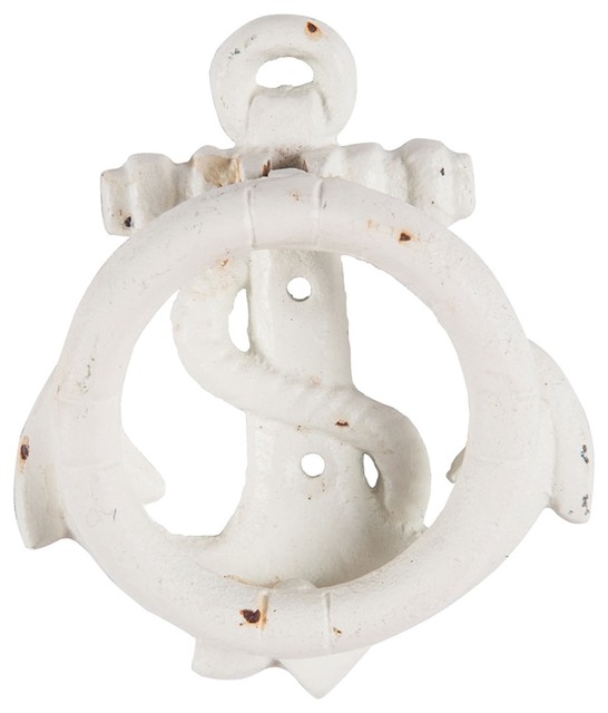 Ship Anchor Door Knocker Painted Cast Iron Distressed Beach Style