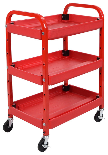 Luxor 3-Shelf Utility Cart, Red