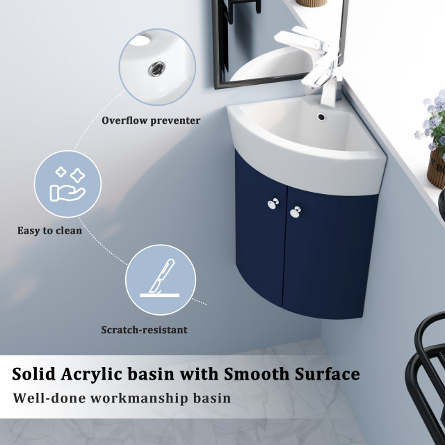 TATEUS Corner Bathroom Vanity Sink for Small Space Wall Mounted Cabinet ...