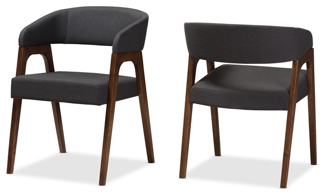 Tory Mid-Century Modern Walnut Wood Fabric Dining Chair, Set of 2 -  Midcentury - Dining Chairs - by Baxton Studio | Houzz