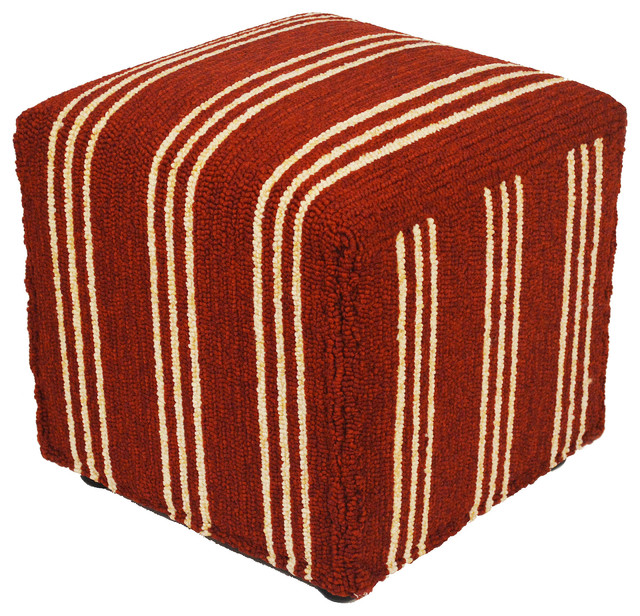South Beach Red Striped Indoor/ Outdoor Ottoman