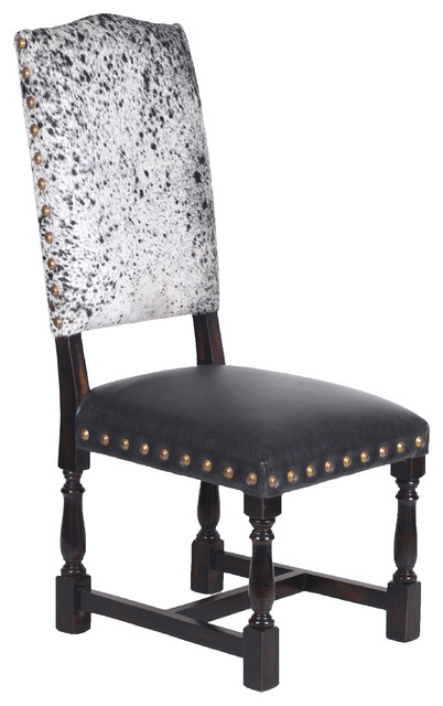 Colton Cowhide Dining Chair Set Of 6 Salt Pepper Black White