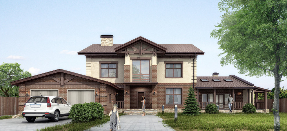 Индивидуальный жилой дом 300 м2 с пристроенным банным комплексом и гаражом