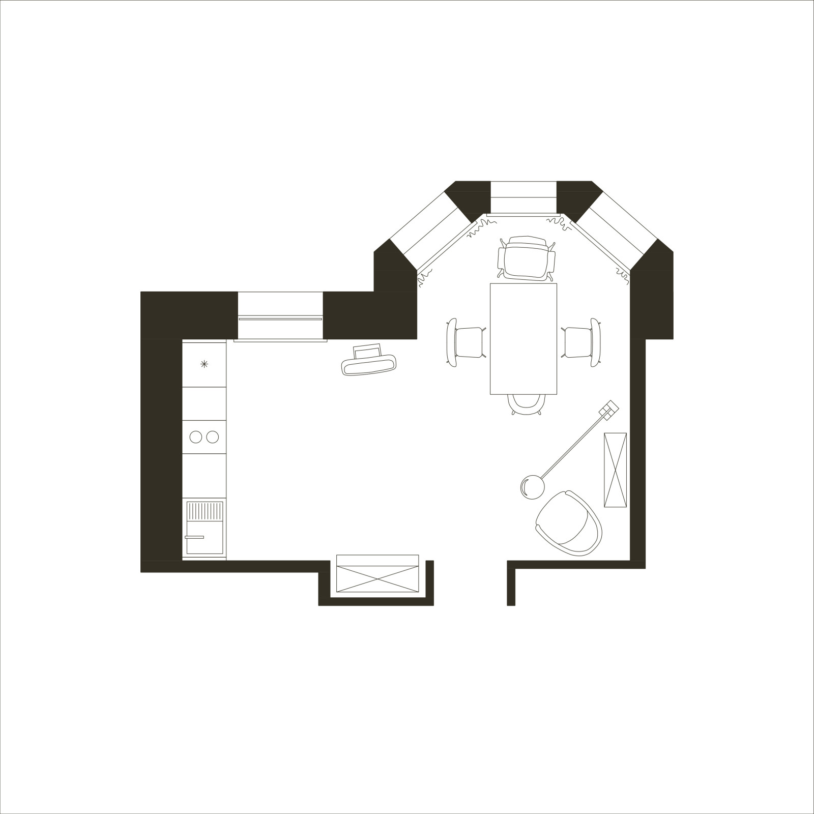 Кухня-столовая в стиле ретро