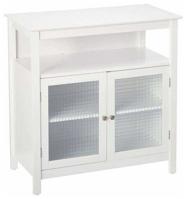 Graciella Buffet Transitional, Kings Brand Furniture Kitchen Storage Cabinet Buffet With Glass Doors White