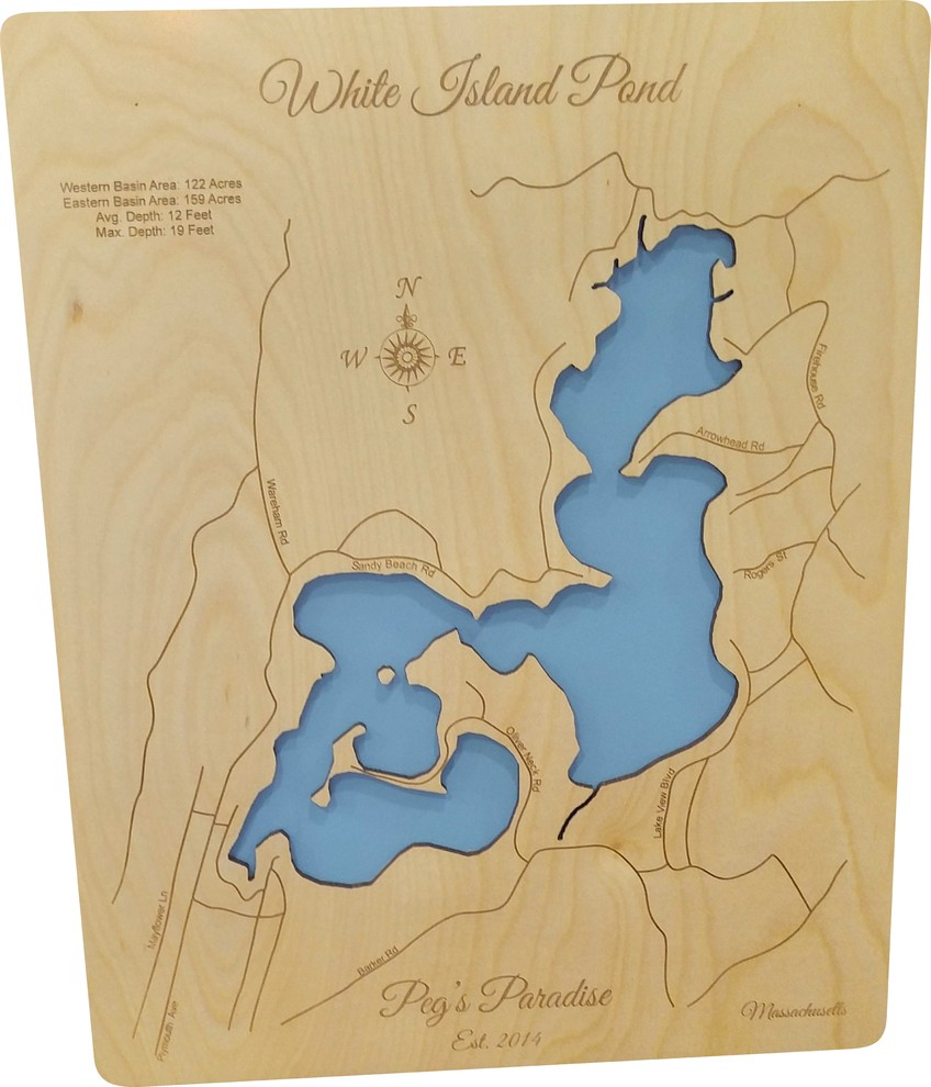 White Island Pond, MassachusettsWood Lake Map, Small Contemporary