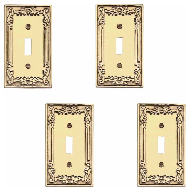 4 Victorian Switch Plate Single Toggle PVD Solid Brass Traditional