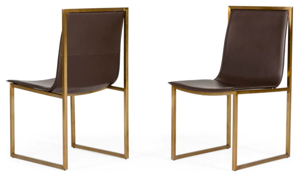 Porter Modern Brown Leatherette Dining Chair, Set of 2 Contemporary