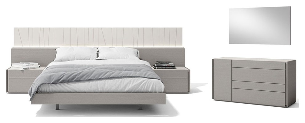 Porto Premium 5-Piece Bedroom Set, Grey, Queen