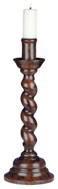 Candleholder Candlestick TRADITIONAL Lodge Rope Twist Chestnut Resin