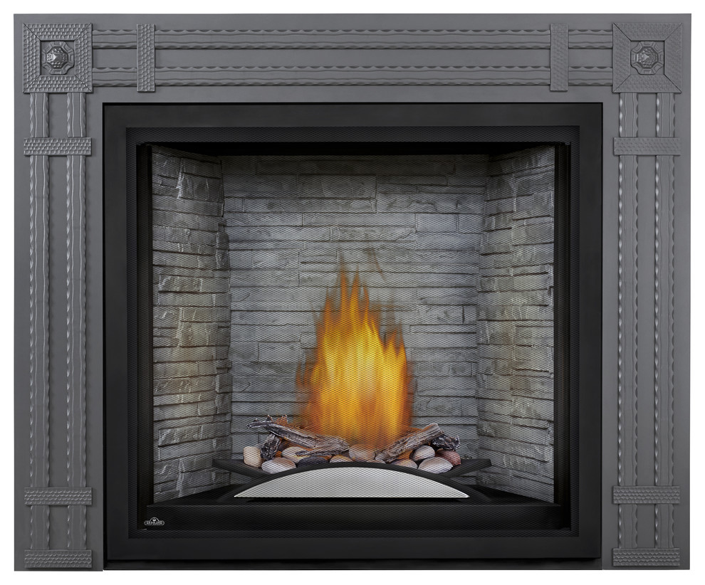 Starfire NG Fireplace w/Fire Cradle, Standard Barrier & Rect. Surround