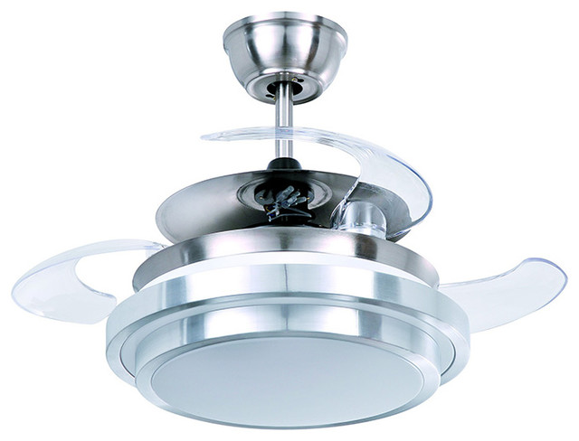 Modern Led Ceiling Fan With Acrylic Blades Satin Nickel Modern Led Ceiling Fan With Acrylic Blades Satin Nickel Transitional Fans
