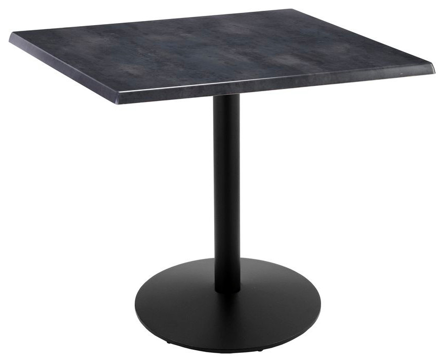 Holland 36" Black Round Base Square Table in 36" Black Top