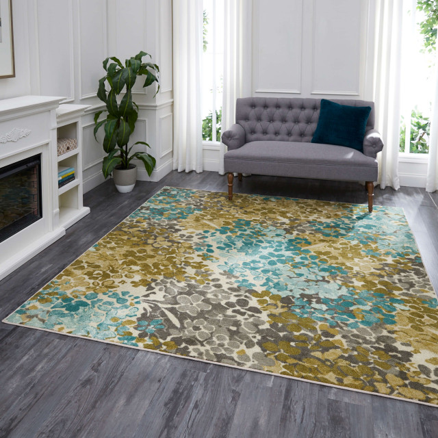Mohawk Home Aurora Radiance Aqua Area Rug, 7' 6"x7' 6" Contemporary Area Rugs by Mohawk