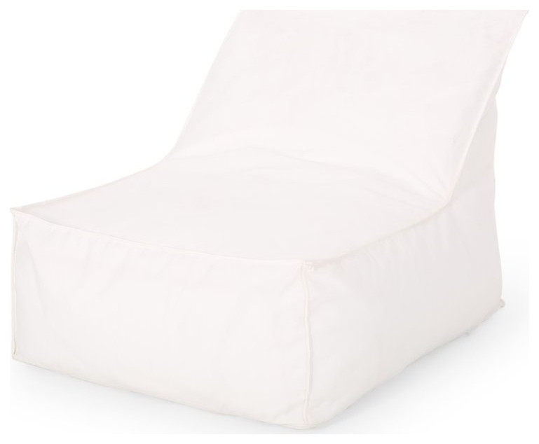 Noble House 3' Indoor Water Resistant Fabric Bean Bag Chair in White