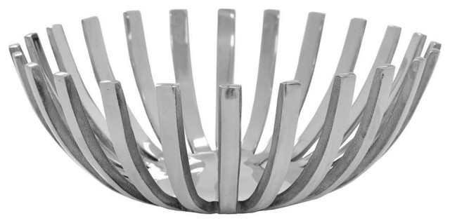 14" Round Stainless Steel Modern Open Centerpiece Bowl