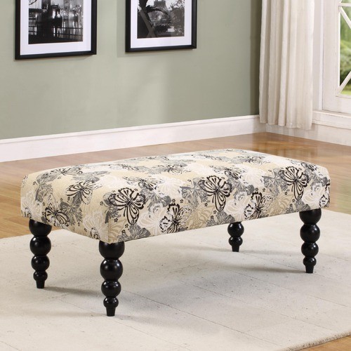 Claire Butterfly Print Upholstered Bench