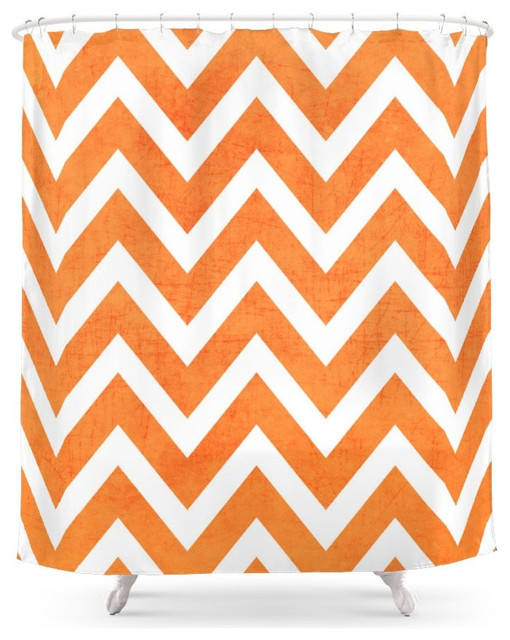 Orange Chevron Shower Curtain Contemporary Shower Curtains