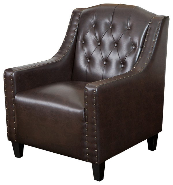 Shop Houzz GDFStudio Nottingham Tufted Leather Club Chair Armchairs
