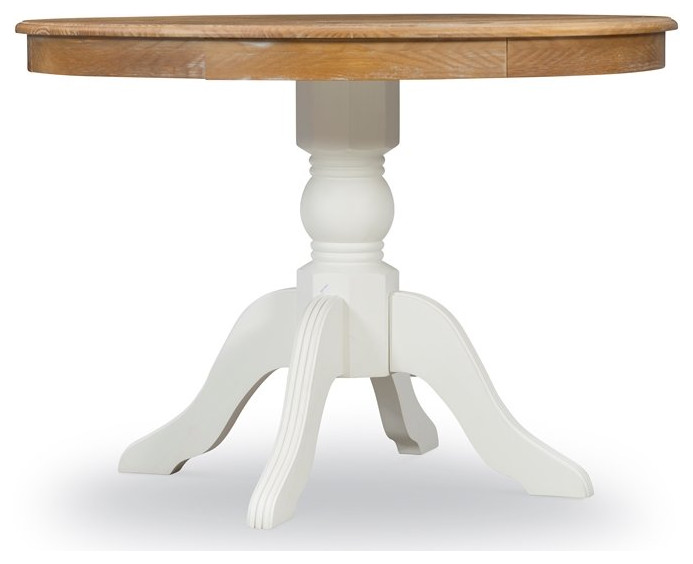 Linon Troyin Wood Pedestal Dining Table in Natural Brown and White