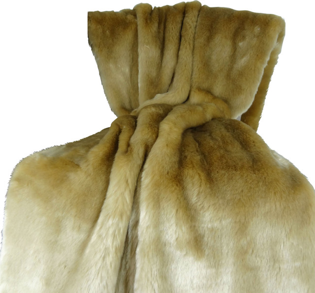 Plutus Tissavel Taupe Faux Fur Handmade Bedspread, 80"x110"